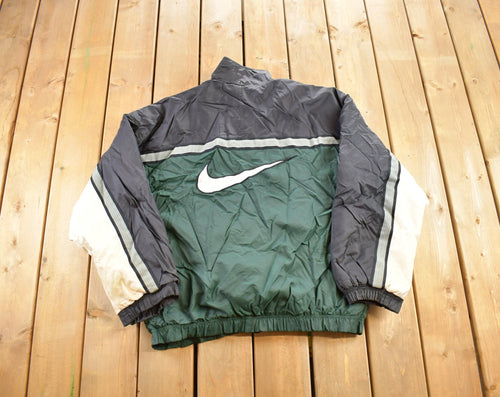Vintage 1990s Nike Sherpa Lined Winter Jacket / Wool Lined / Color Block / Winter / Streetwear / 90s Nike