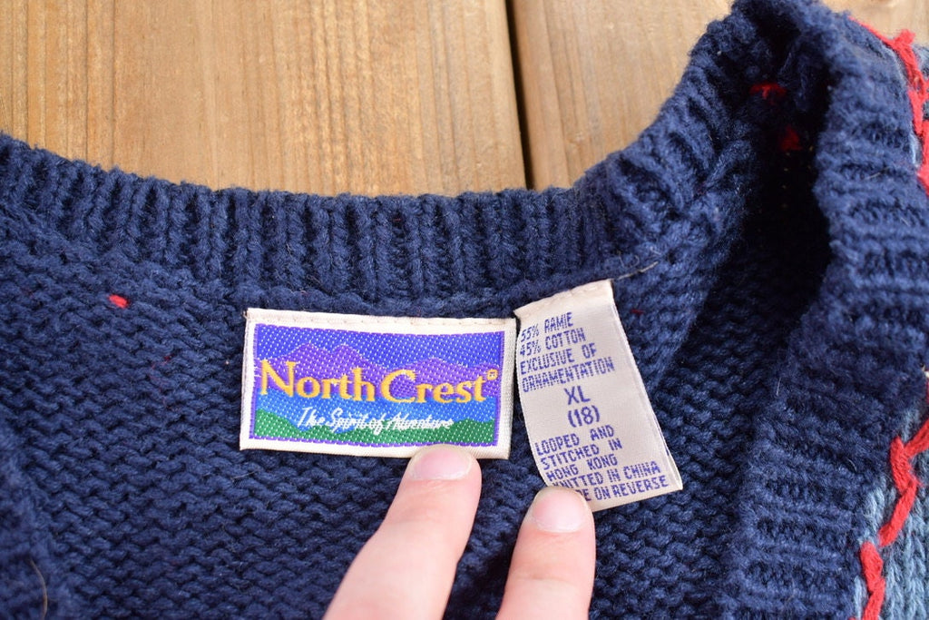 Vintage 1990s North Crest Christmas Theme Knitted Cardigan Sweater Vest