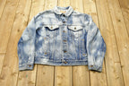 Vintage 1990s Levi's Acid Wash Custom Painted Denim Jean Jacket