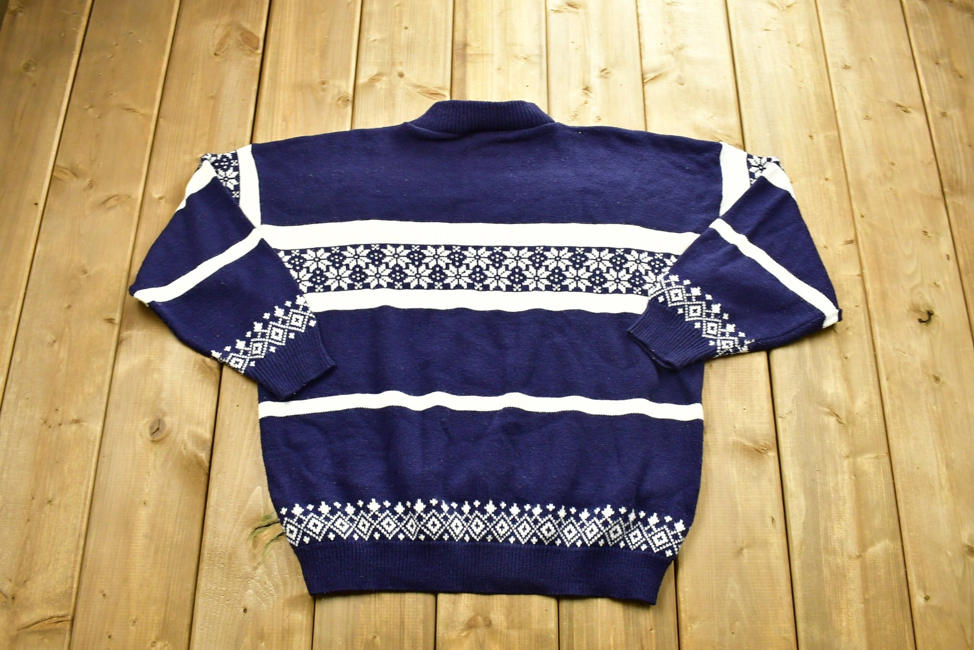 Vintage American Pride Knitted Sweater / Made In USA / Vintage 90s Crewneck / Pattern Sweater / Outdoor / Hand Knit / Pullover Sweatshirt