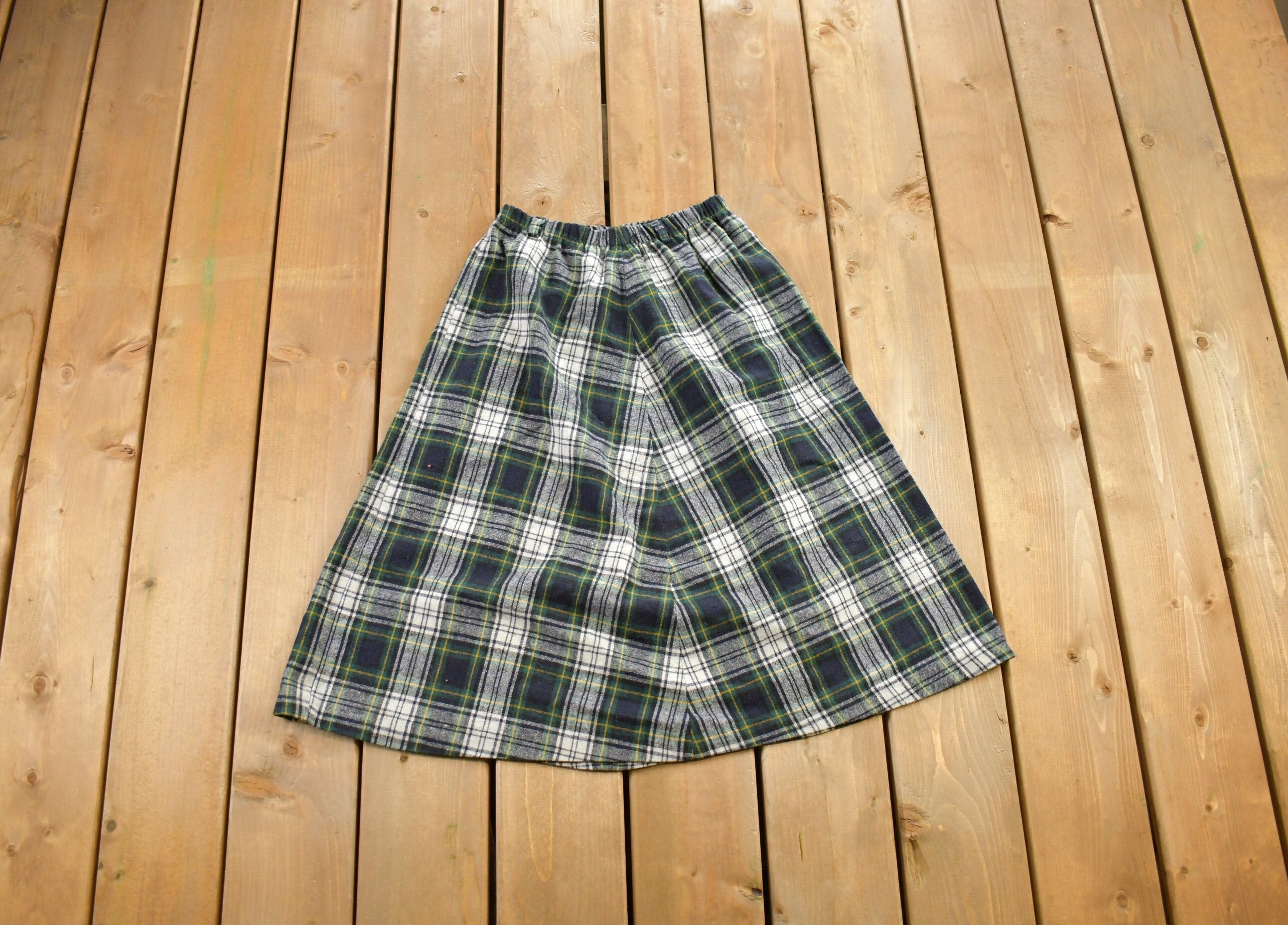 Vintage 1980s Plaid Long Skirt Size 25x27
