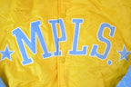 Vintage 1990s Deadstock NBA Hardwood Classics MPLS Minneapolis Lakers Satin Button Up Windbreaker Basketball Jacket