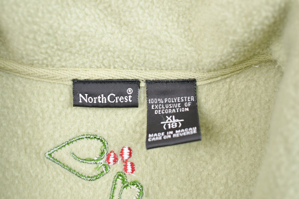 Vintage 1990s Floral Zip Up Fleece Sweater