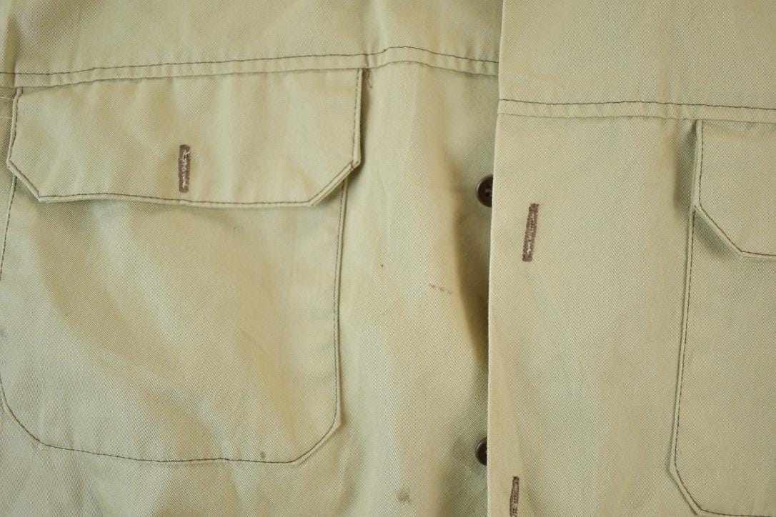 Vintage 1970s Tan Button Up Safari Style Shirt