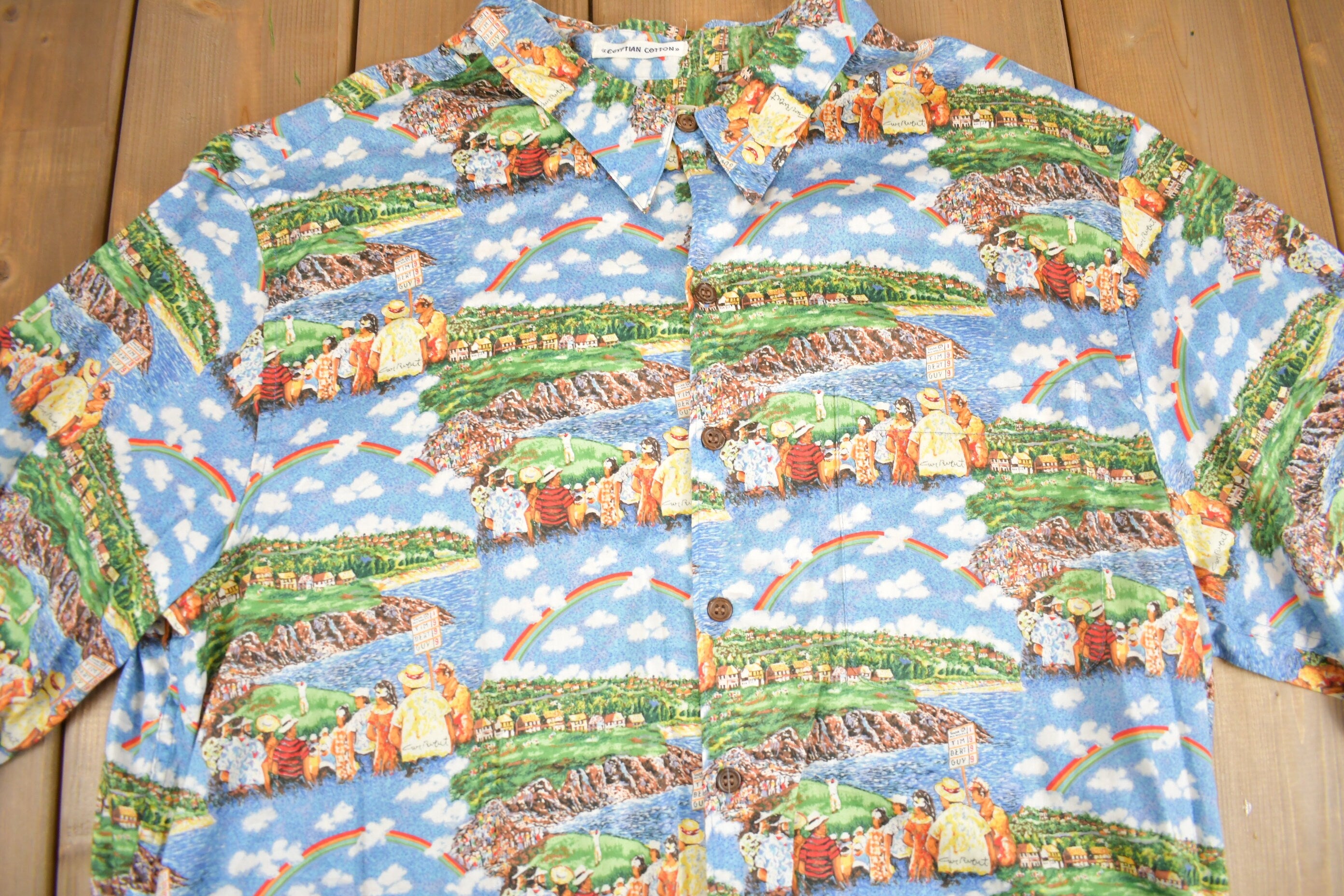 Vintage 1990s Reyn Spooner Egyptian Cotton All Over Print Golf Shirt