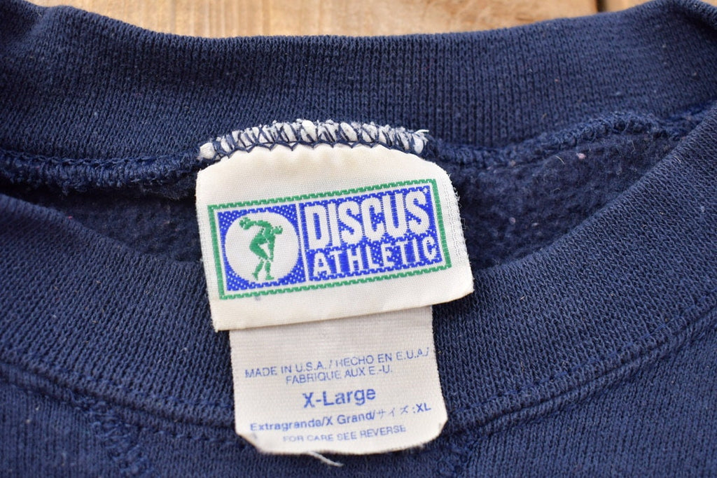 Vintage 1990s Discus Athletic Blank Navy Blue Crewneck Sweatshirt