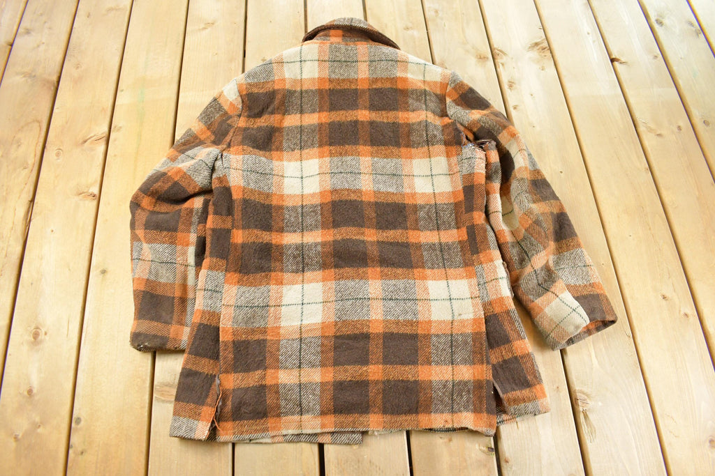 Vintage 1980s Montgomery Ward Sherpa Lined Wool Flannel Shirt Jacket Men's M