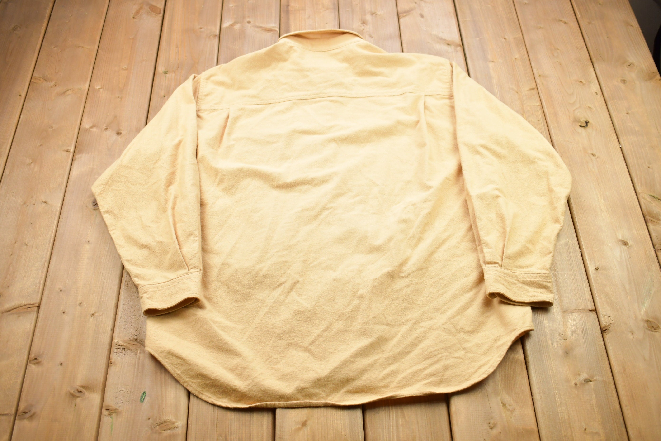 Vintage 1990s Land's End Blank Yellow Button Up Shirt