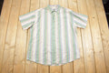 Vintage 1990s Key Elements Striped Pastel Short Sleeved Collard Shirt