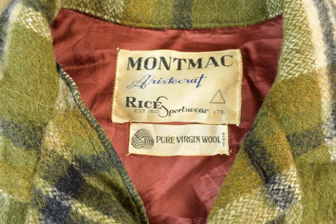 Vintage 1960s Montmac Light Wool Plaid Jacket /