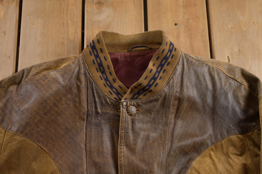 Vintage 1980s Suede Leather Embroidered Jacket