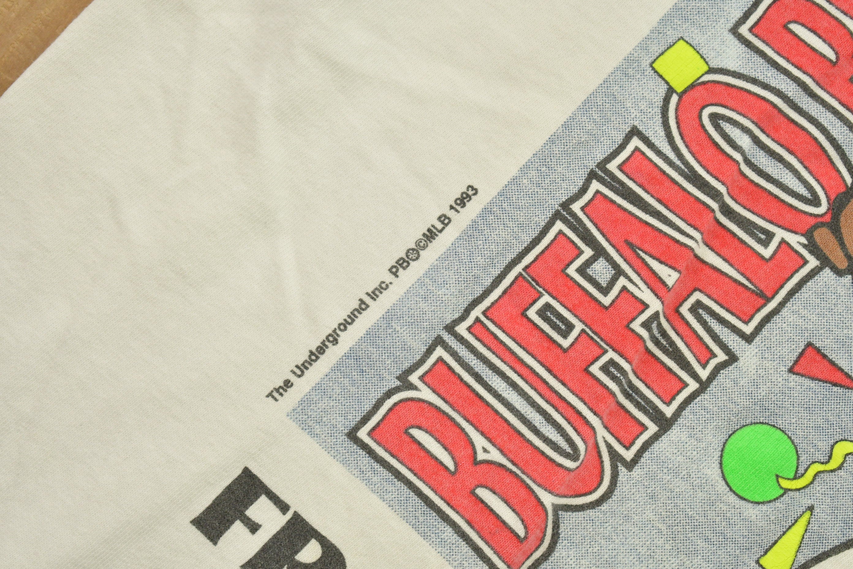 Vintage 1993 Buffalo Bison's Friday Night Bash Baseball Graphic T Shirt