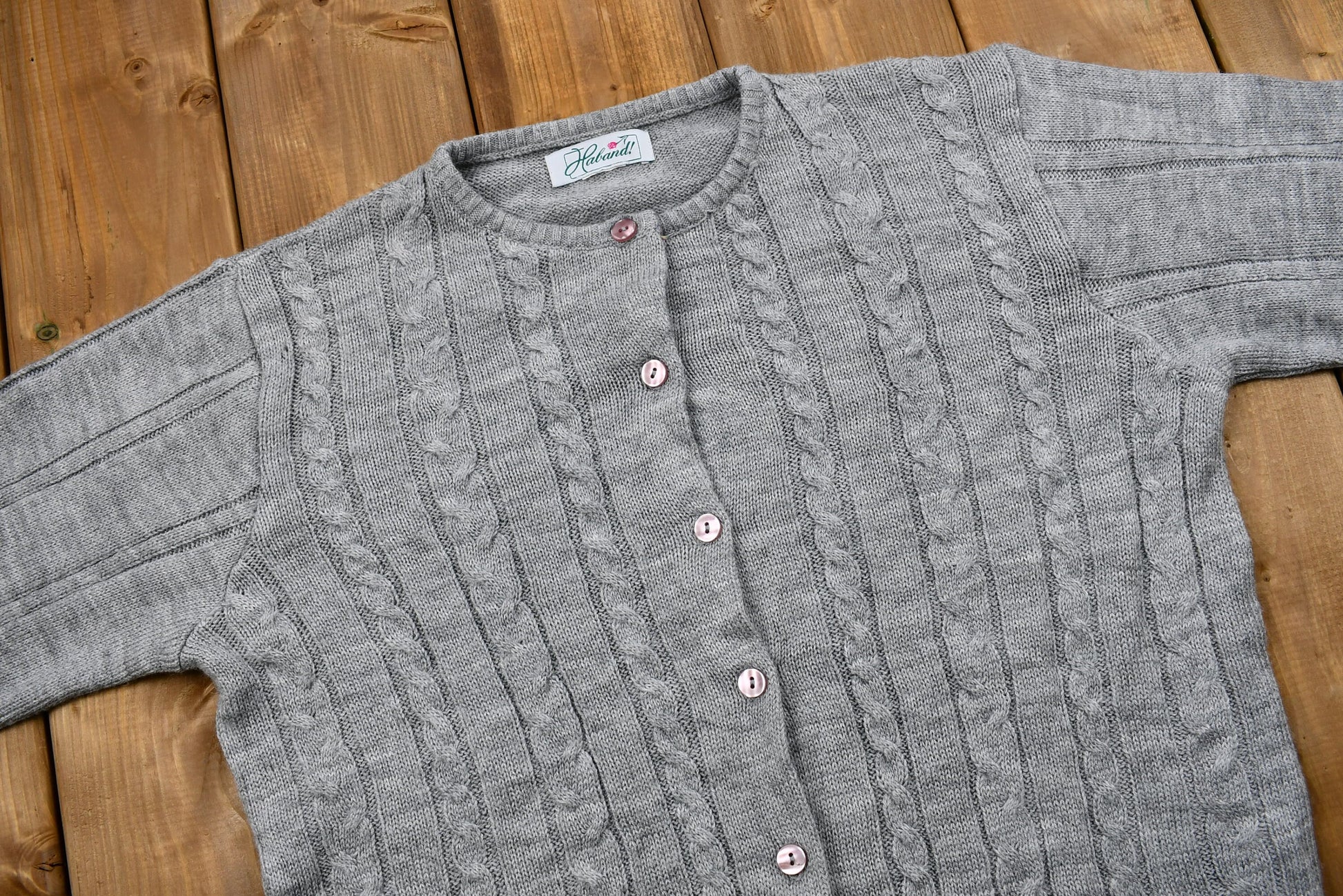 Vintage 1990s Cable Knit Button Up Cardigan Sweater