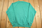 Vintage 1980s Jerzees Blank Green Raglan Crewneck Sweatshirt