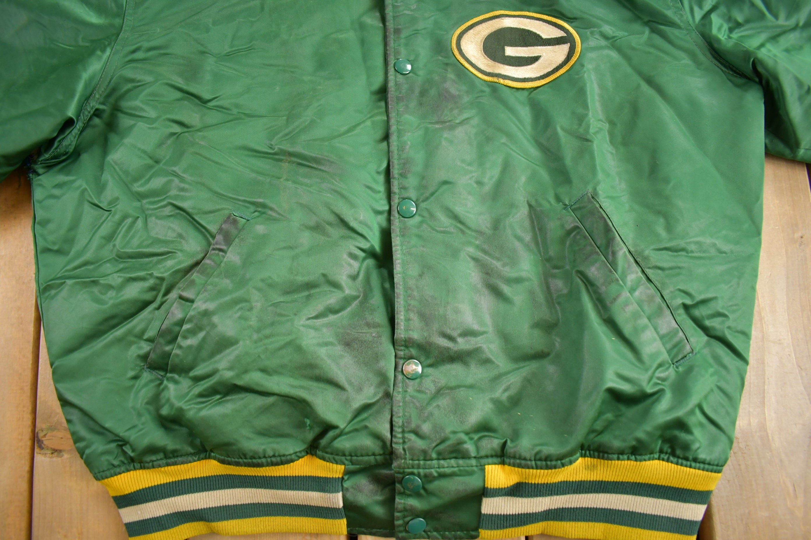 Vintage 1980s Green Bay Packers NFL Satin Starter Jacket