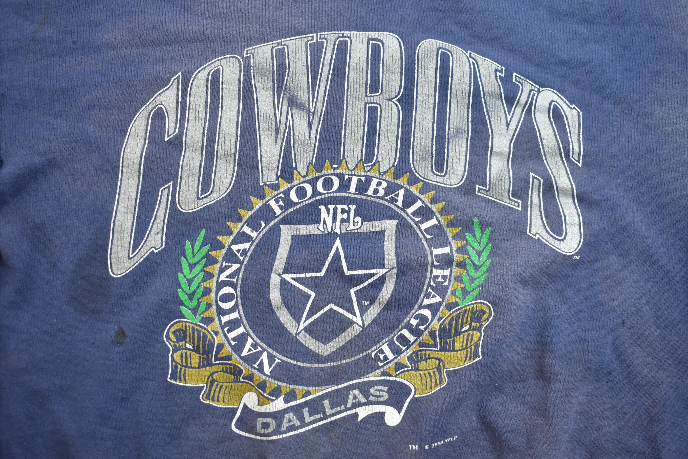 Vintage 1990s Distressed Dallas Cowboys NFL Crewneck Sweatshirt  Made In USA  Football  Sportswear  NFL Graphic  Americana  Nutmeg
