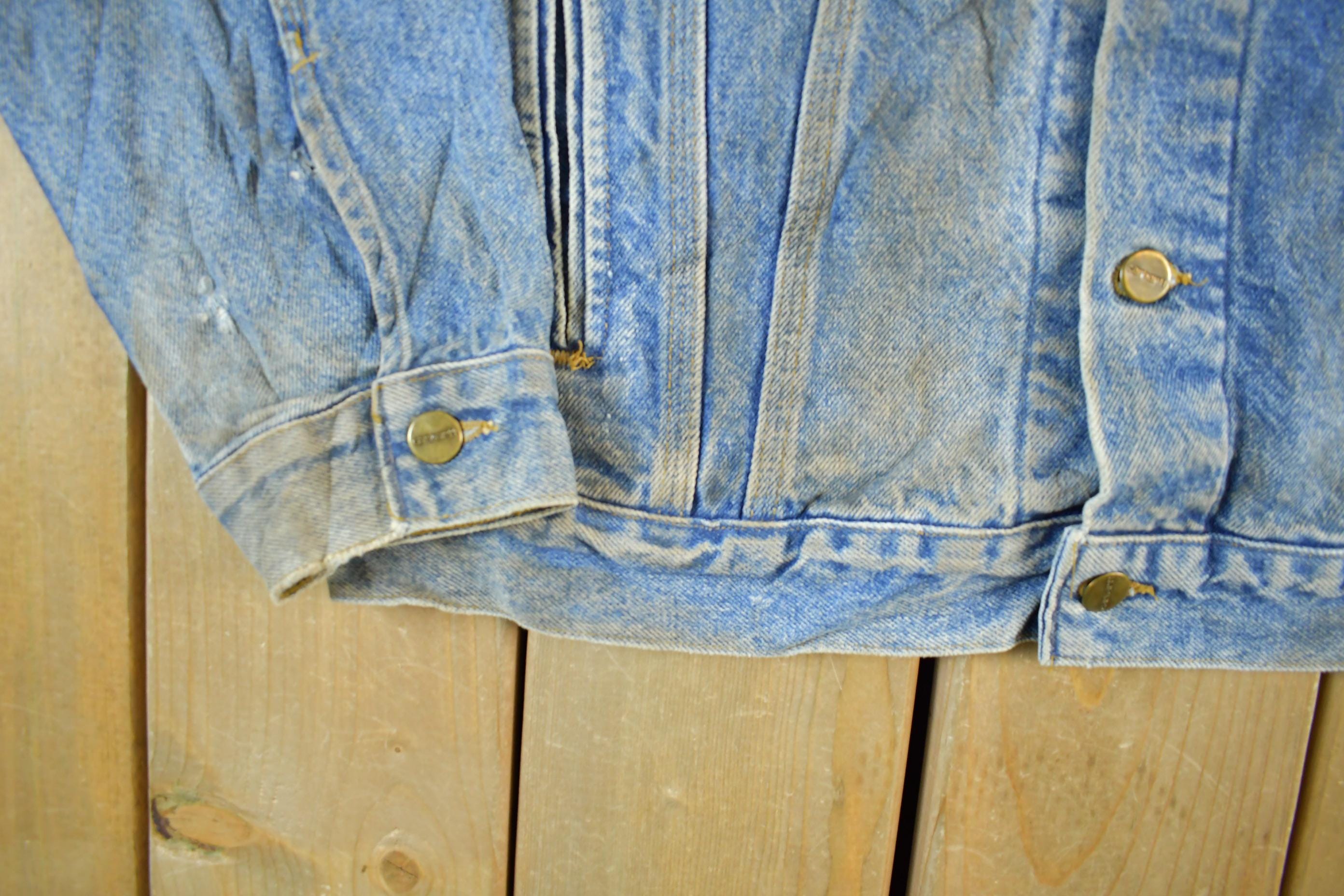 Vintage 1980s Carhartt Distressed Denim Trucker Work Jacket Men's Large