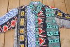 Vintage 1990s South Western All Over Print Wrangler Cowboy Cut X Long Tails Button Up Shirt