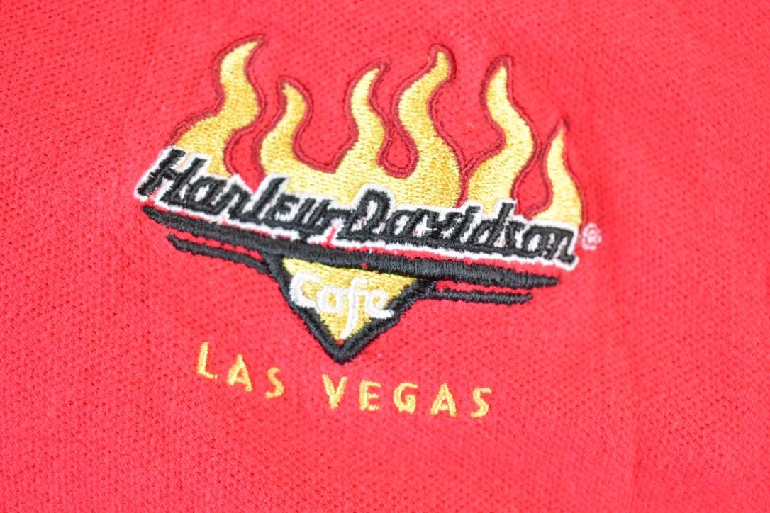 Vintage 1990s Harley Davidson Las Vegas Fire Polo Shirt Made In USA