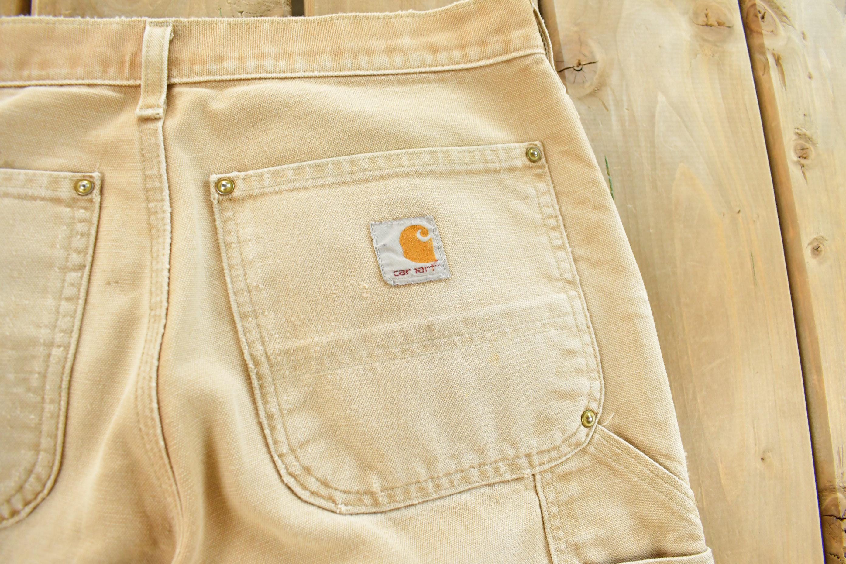 Vintage 1990s Carhartt Distressed Sun Faded Double Knee Pants Men's 30 x 29