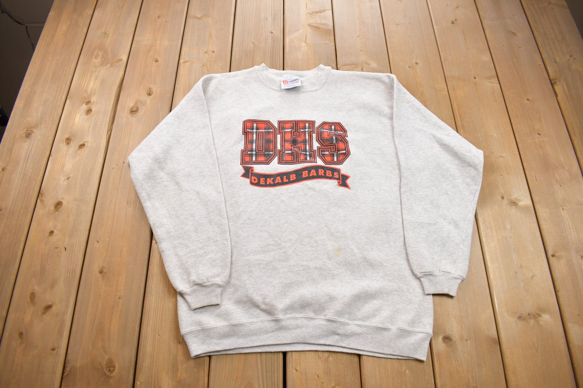 Vintage 1990s DHS Dekalb Barbs Crewneck Sweatshirt / 90s Crewneck / Made In USA / Streetwear / Grey Crewneck