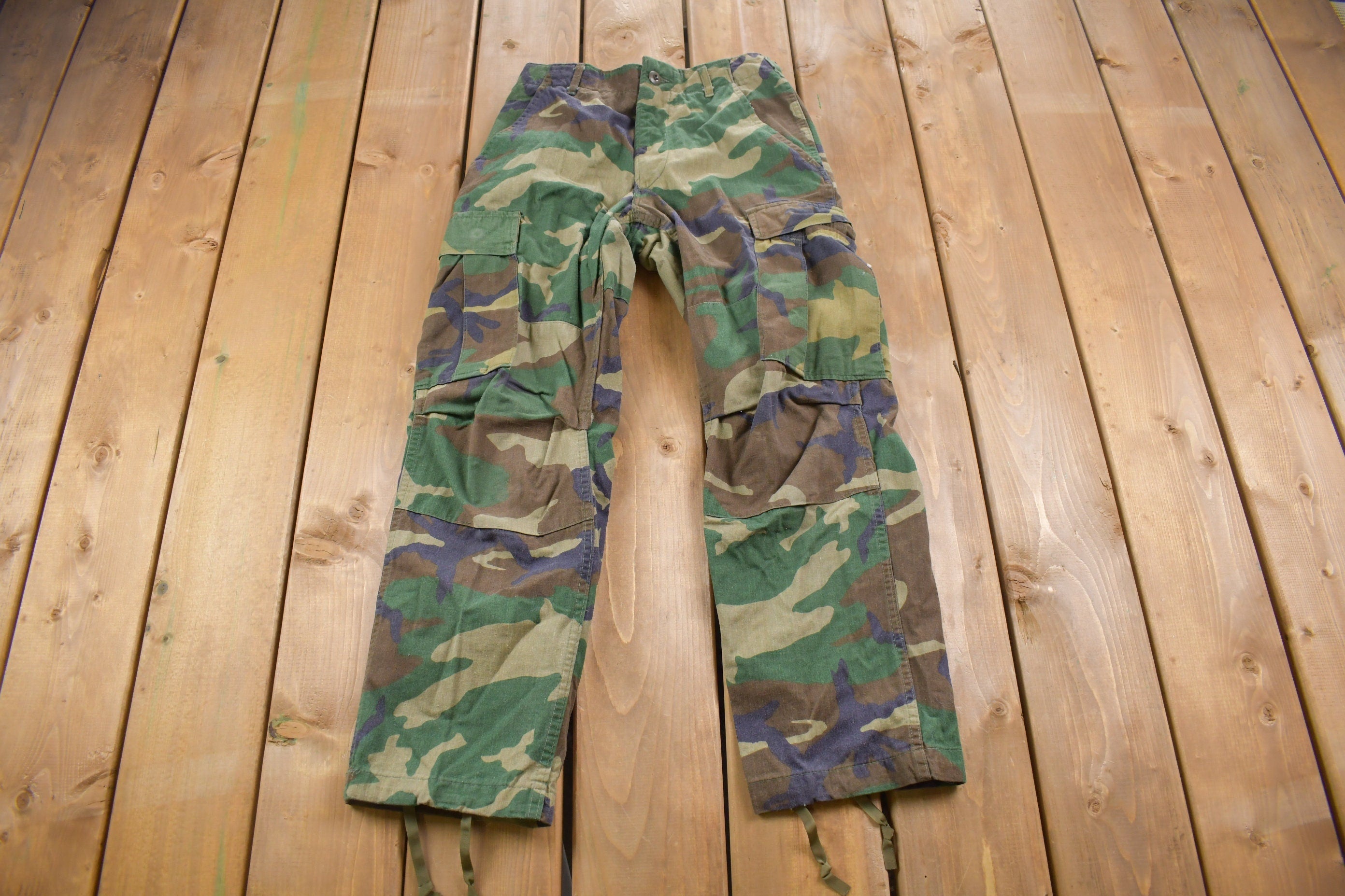 Vintage 2001 Military Woodland Camouflage Cargo Pocket Pants 27 x 28