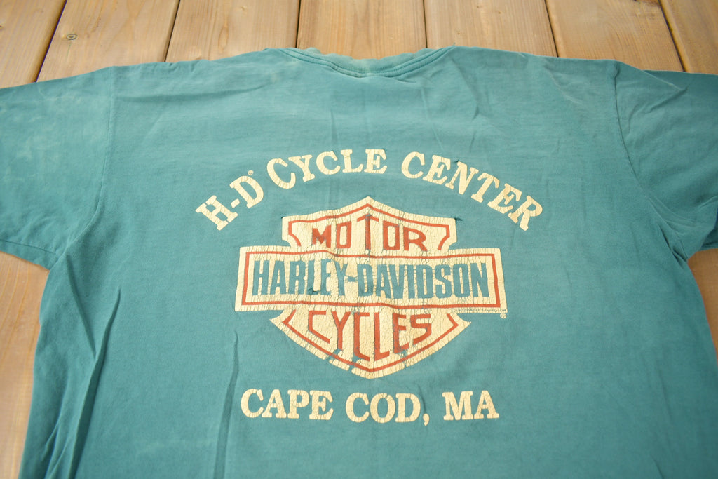 Vintage 1991 Harley Davidson Cape Cod MA Single Stitch Graphic T-Shirt Made In USA