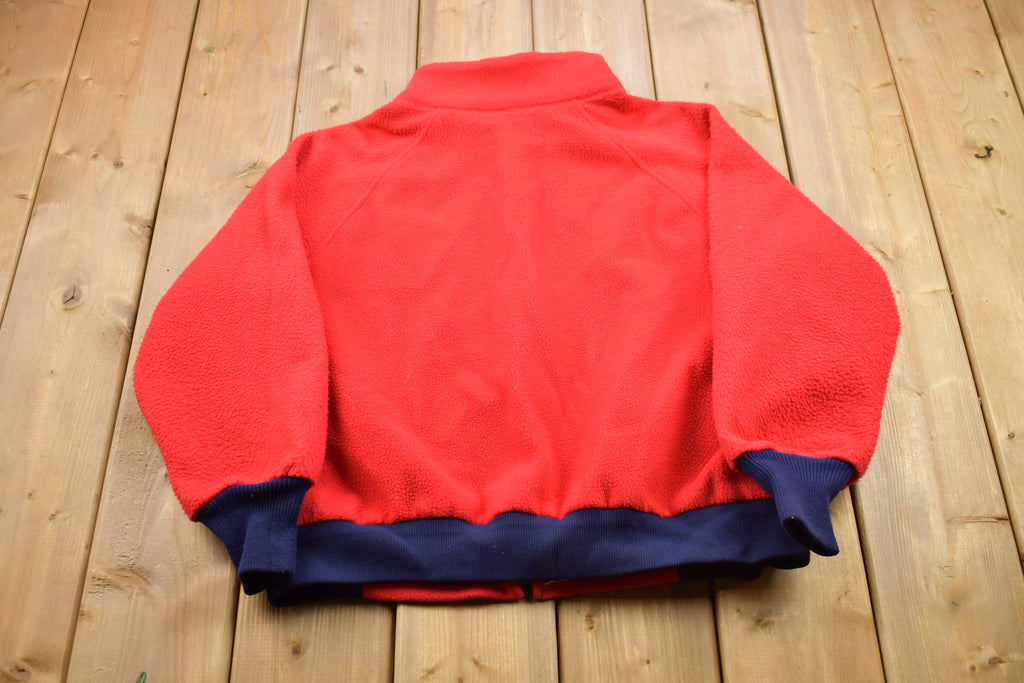 Vintage 1990s Red Nature Bound Fleece Zip Up Sweater