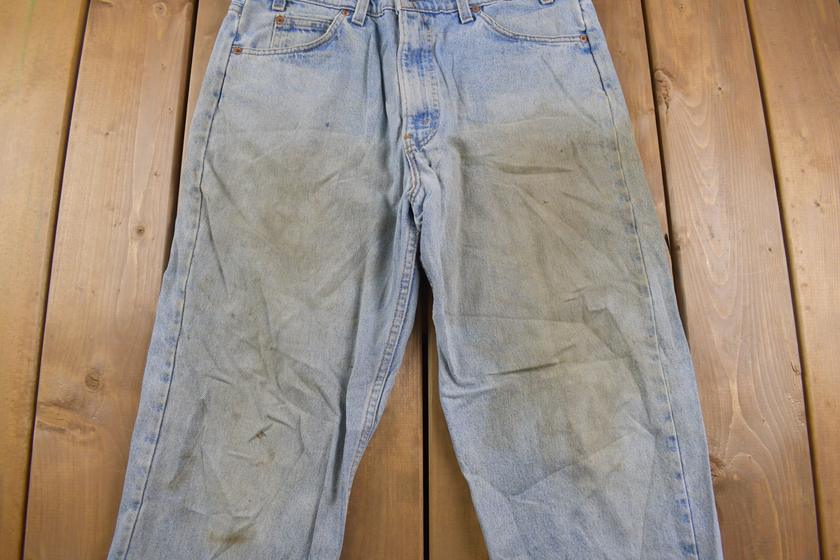 Vintage 1980s 550 Levi's Orange Tab Naturally Distressed Jeans Size 35 x 30