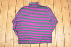 Vintage 1990s Trend Basics Striped Turtleneck Sweatshirt Mens L