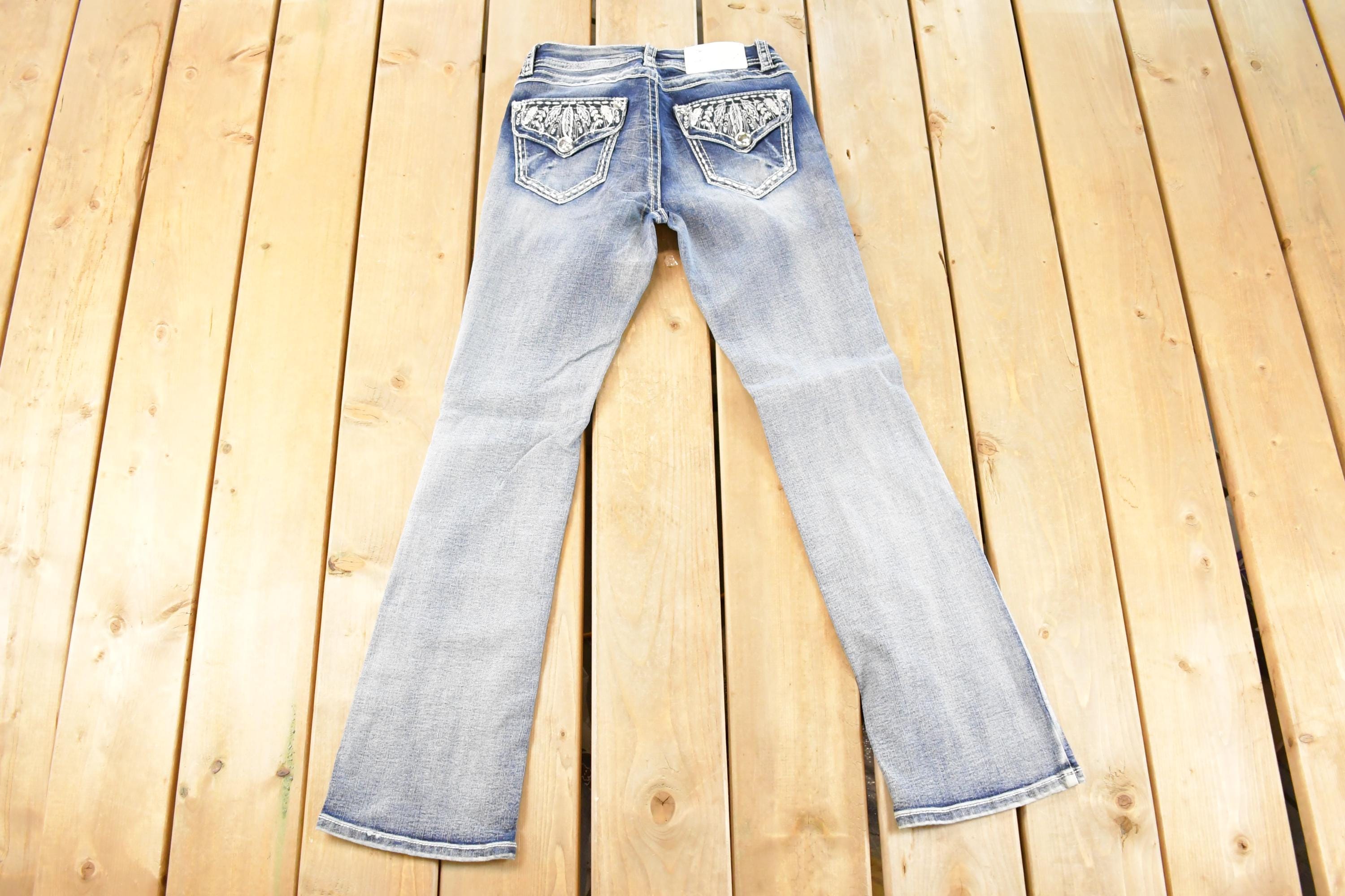 Vintage Deadstock Y2K Grace LA Bedazzled Low Rise Jeans Women's Size 27 x 29