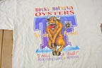 Vintage 1990s Rocky Mountain Oysters Rock Creek Lodge Montana Souvenir Travel T-Shirt Made In USA