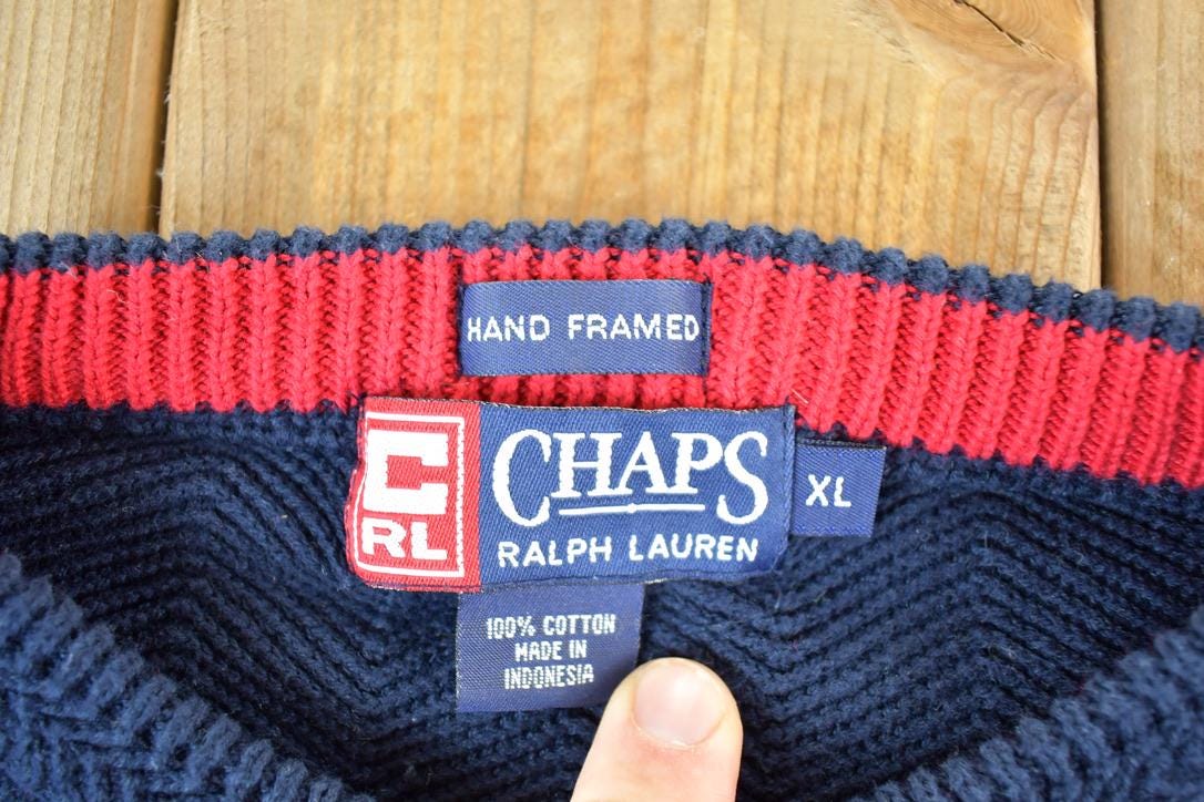 Vintage 1990s Chaps Ralph Lauren Knit Crewneck Sweater Mens M / 90s Crewneck / Preppy Knits