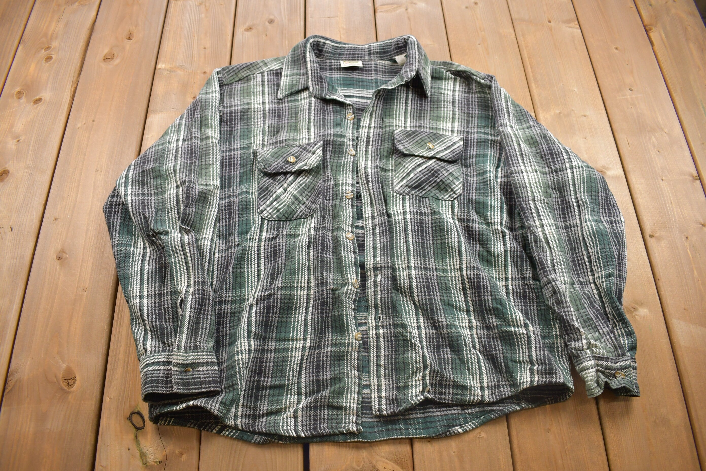 Vintage 1990s Five Brother Plaid Button Up Shirt 1990s Button Up