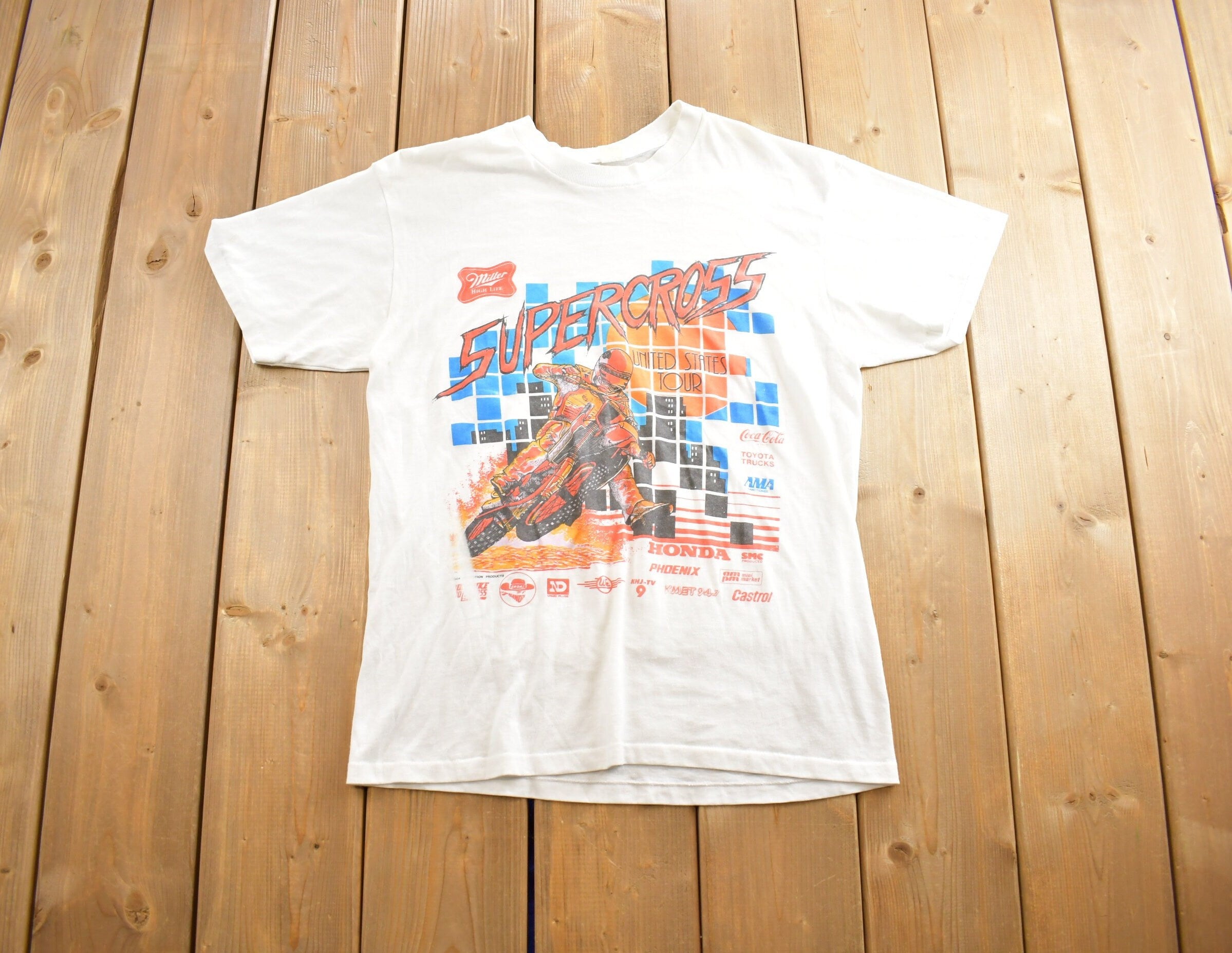 Vintage 1984 Supercross Tour Single Stitch Graphic T Shirt Made In USA
