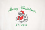 Vintage 1990s Merry Christmas Cartoon Embroidered Santa Mouse Crewneck Sweatshirt Mens L / Made In USA / 90's Destination Sweater