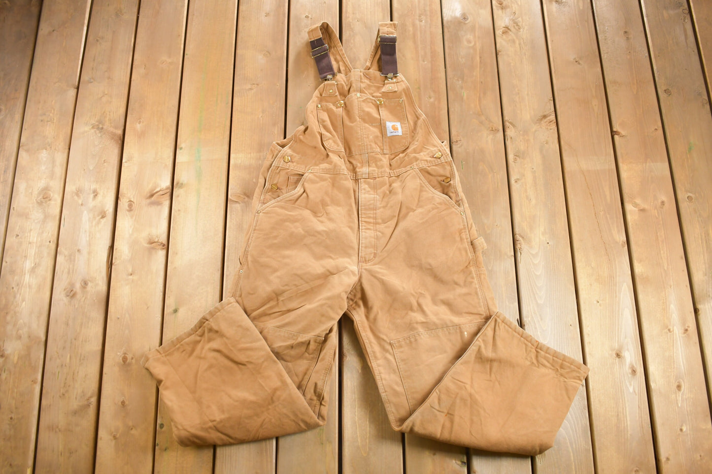 Vintage 1980s Carhartt Double Knee Quilted Canvas Overalls / Made In USA / Utility Overalls / Vintage Workwear