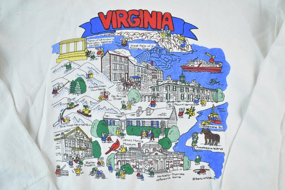 Vintage 1991 Virginia Souvenir Crewneck Sweatshirt