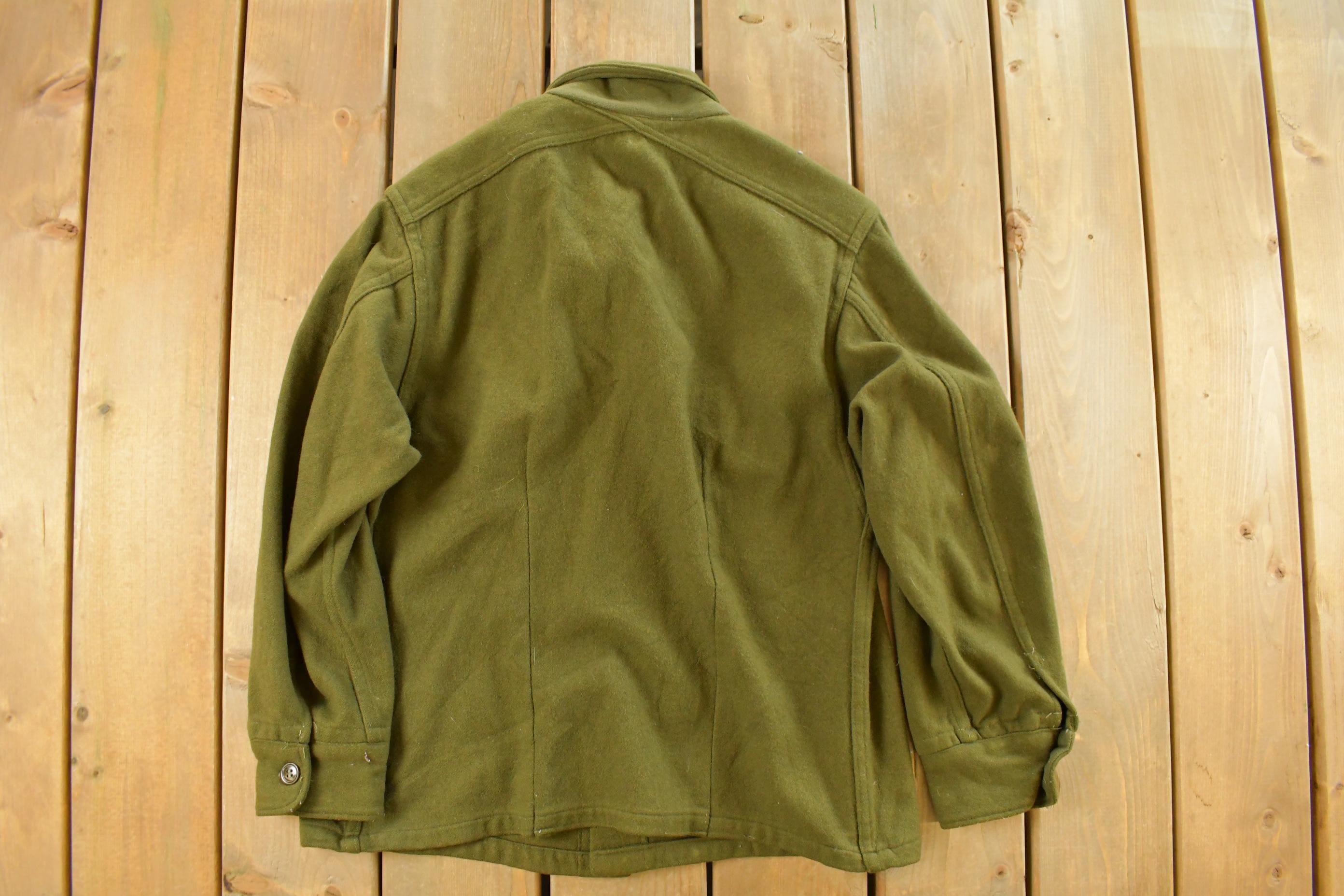 Vintage 1950s Military Wool Button Up Infantry Shirt