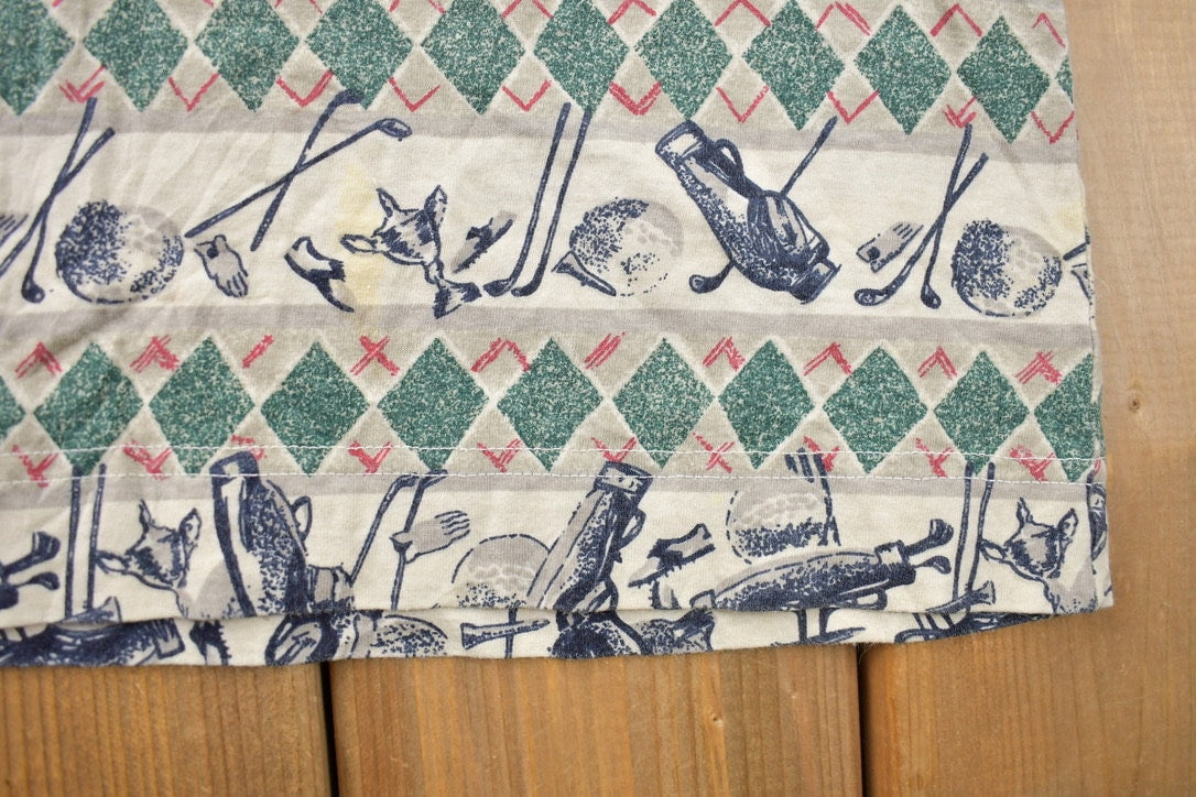 Vintage 1990s Bugle Boy Golf All Over Print Collared Polo Shirt