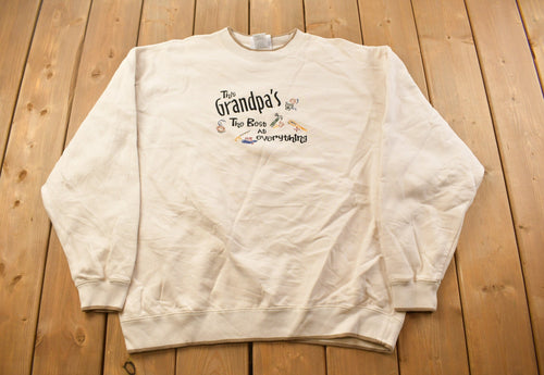 Vintage 1990s Best Grandpa In The World Crewneck Sweatshirt / 90s Crewneck / Streetwear / Embroidered