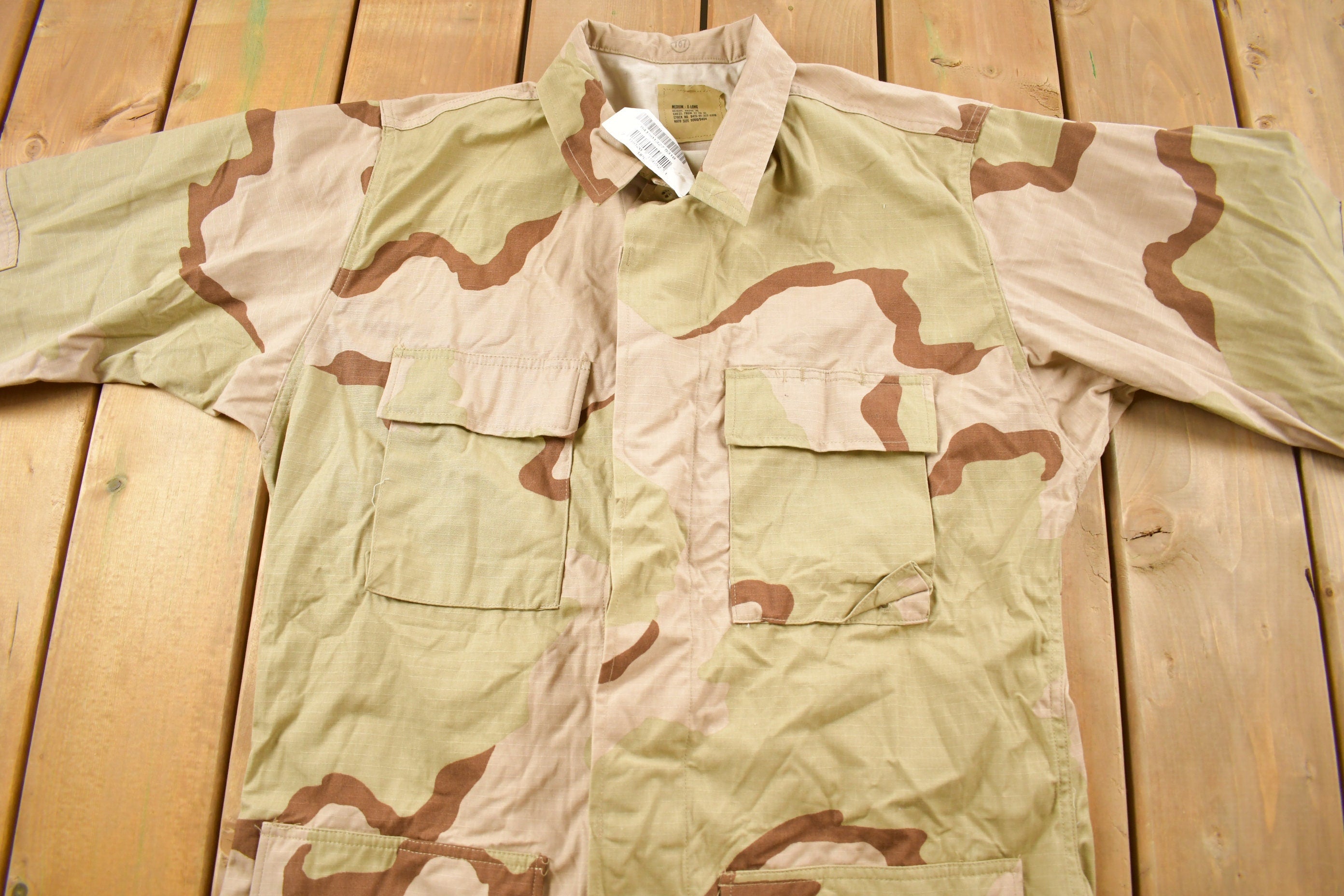 Vintage 1999 Desert Camo Button Up Military Coat Size Medium Reg