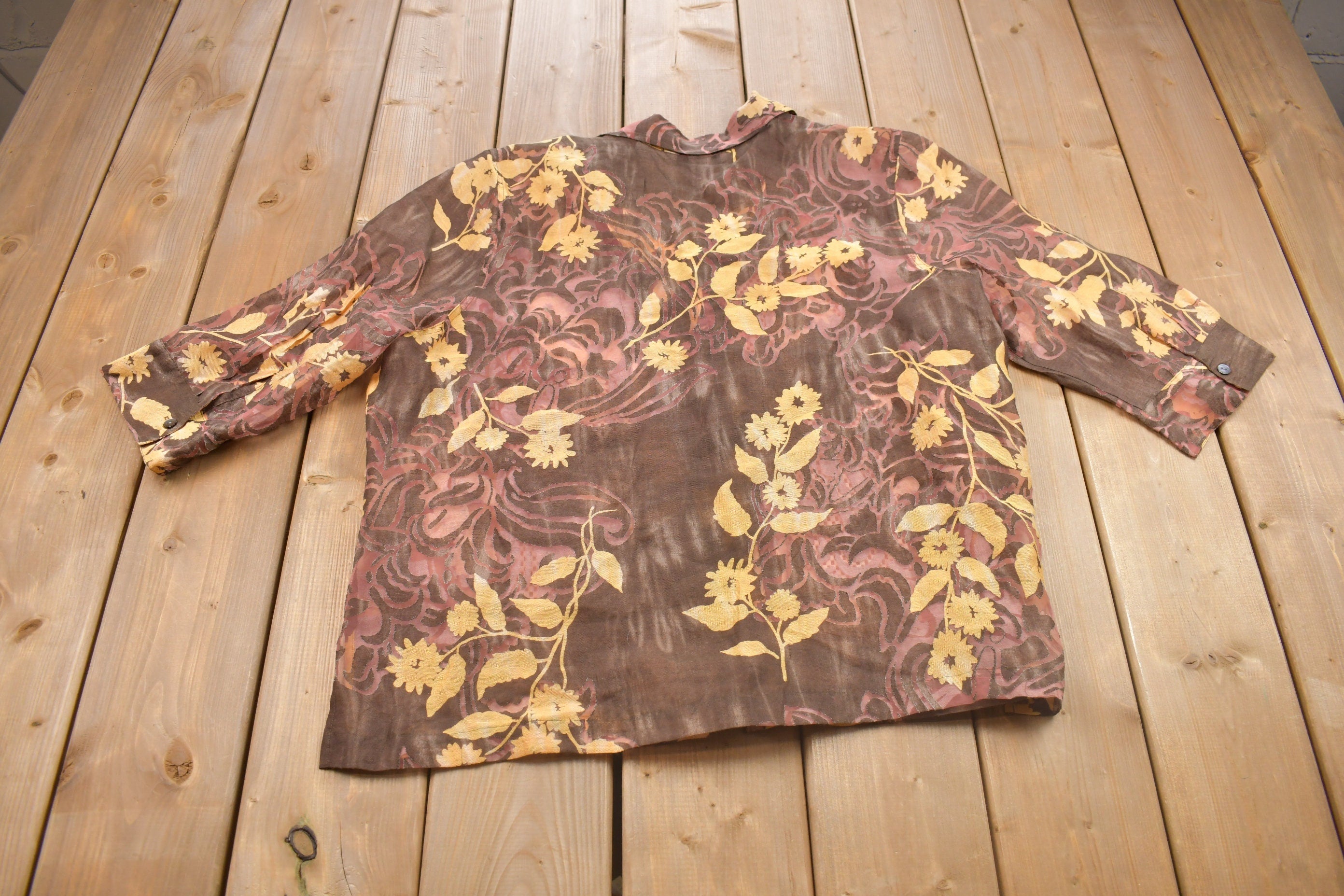 Vintage 1990s Napa Valley Translucent Floral Button Up Shirt