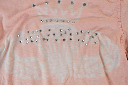 Women Vintage Pink Vigoss Y2K T-Shirt / Vigoss Grunge Skull Print / Contrast Stitch / Internet Famous Clothing / Over Dyed / Y2K Bedazzled