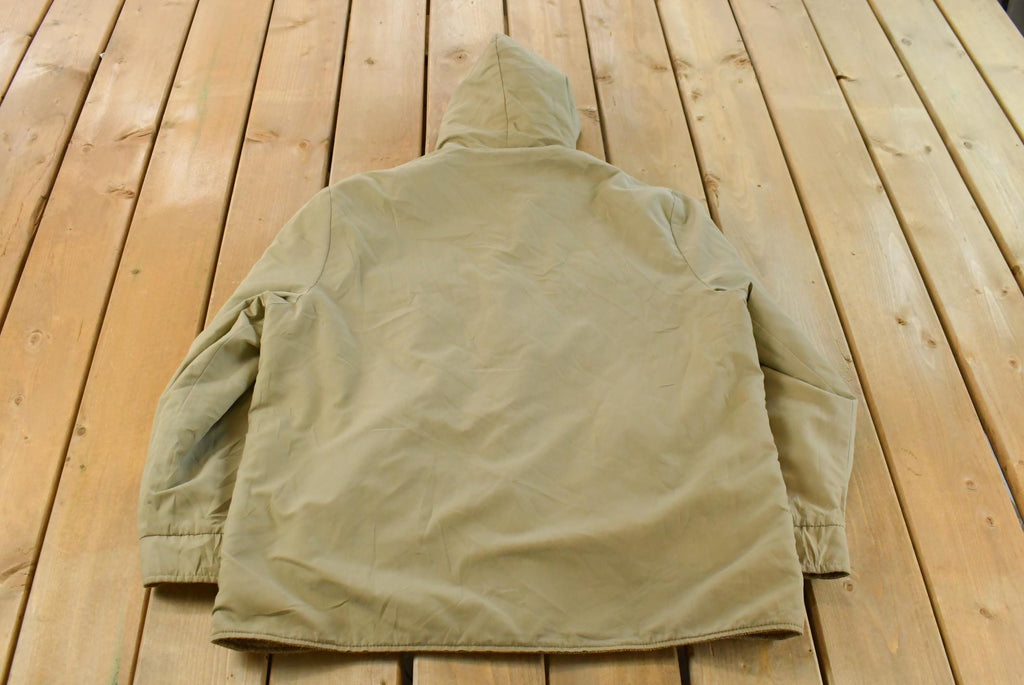 Vintage 1990s Flannel Hooded Reversible Wool Jacket Men's L /Button Up / Outdoors Jacket / Fall Wear