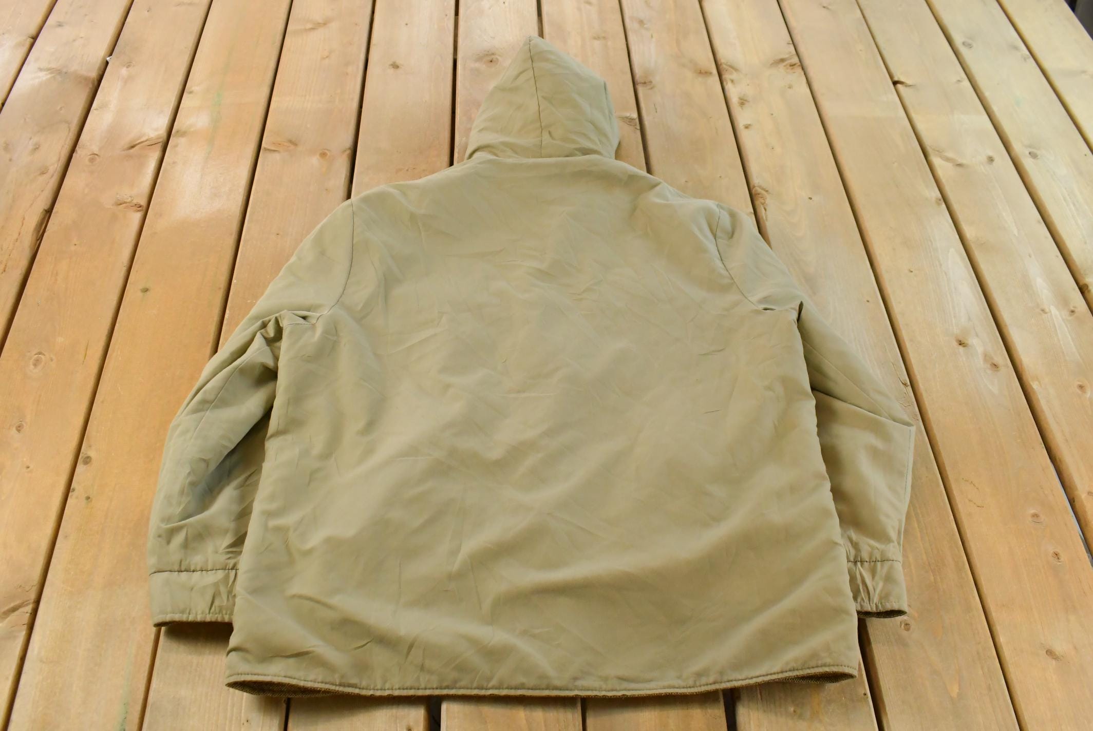 Vintage 1990s Flannel Hooded Reversible Wool Jacket Men's L /Button Up / Outdoors Jacket / Fall Wear