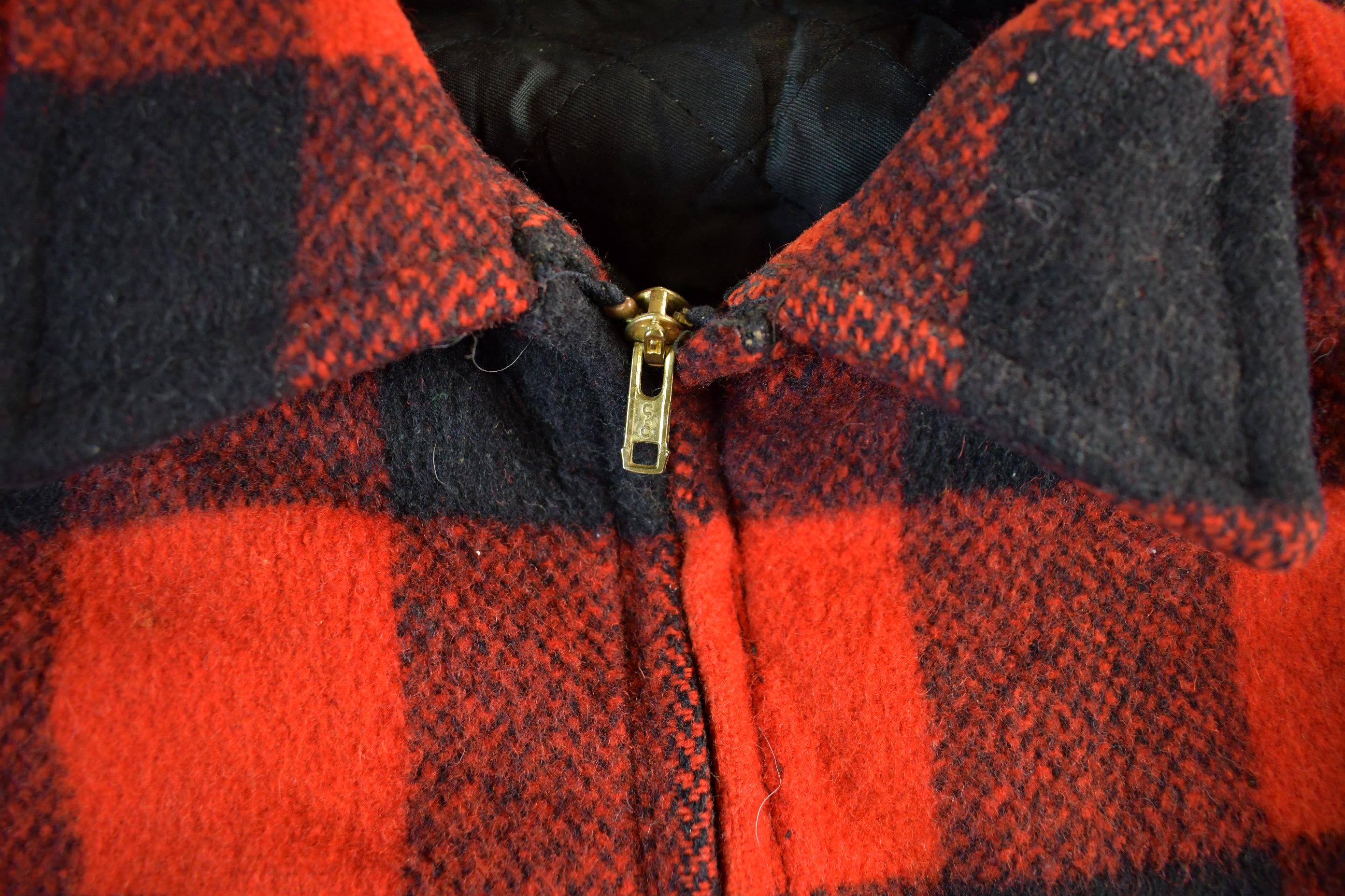 Vintage 1980s Wool Buffalo Plaid Button Up Shacket Men's XL