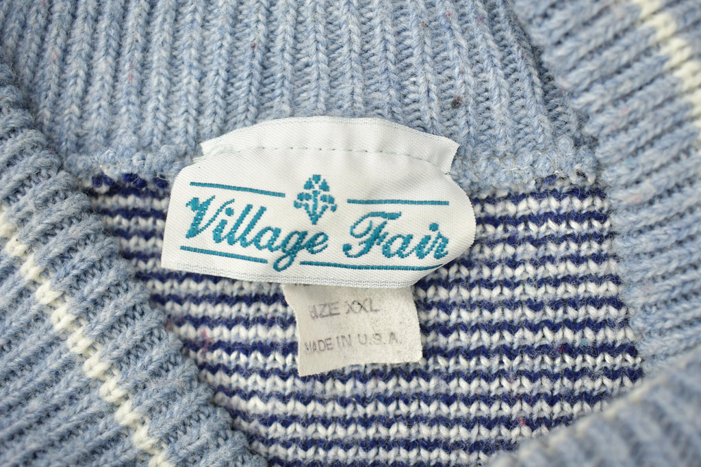 Vintage 1990s Village Fair Floral Theme Knit Mockneck Sweatshirt