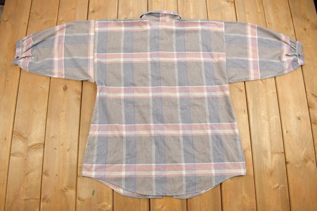 Vintage 1990s Diplomat Plaid Short Sleeve Button Up Shirt  Short Sleeve Flannel  Casual Shirt  Formal Shirt  Essential  Made In USA