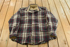 Vintage 1980s Eddie Bauer Wool Flannel Button Up Shirt Men's XL /